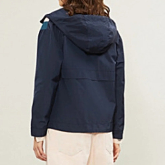 Maje Blima Colour Blocked Love Logo-Print Windproof Navy Zip Jacket 36 or Small - Picture 2 of 16